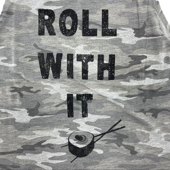Grayson Threads Women’s Camo "Roll With It" Sushi Graphic Tank Top Size L - Picture 4 of 8
